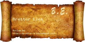 Bretter Elek névjegykártya